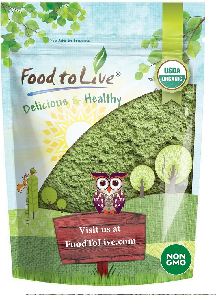 Żywność Żywa organiczna Wheatgrass Proszek, 2 Funty - Non-GMO, Pełnoziarnisty Leaf, Surowy, Nienapromieniowany, Czysty, Wegański Superfood, Luzem, Wielki do Sok, Bogaty w Fiber, Chlorofil, Kwasy tłuszczowe i minerały