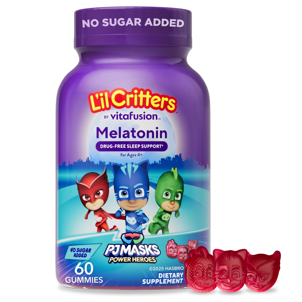L 'il Critters PJ Maski Melatonina Gumy suplementy, 60 Gummies
