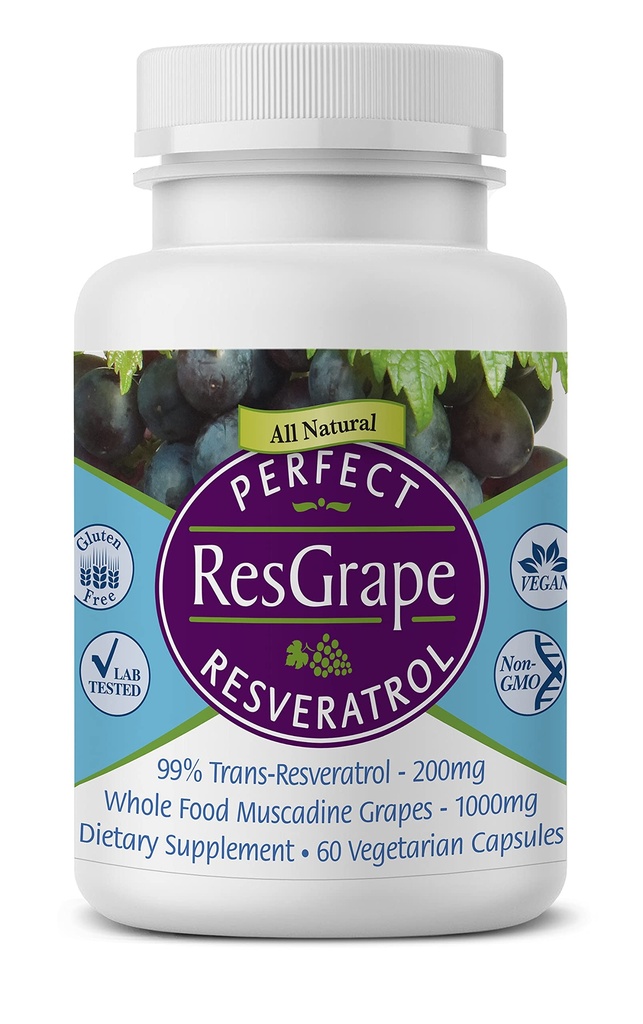Perfect Supplements - Perfect ResGrape Resveratrol - 60 Kapsułek wegetariańskich - Trans- Resveratrol & Organic Muscadine Grape