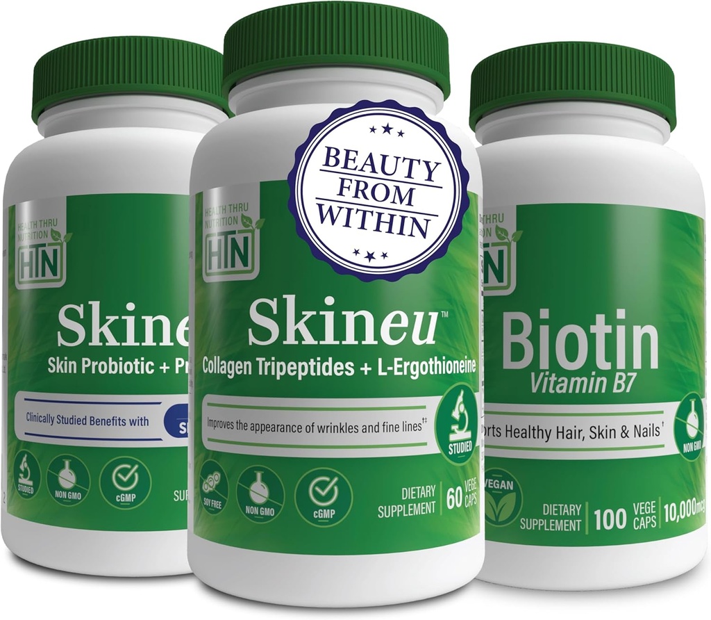 Zdrowie Thru Nutrition Beauty from Inside Booster Pack Featuring Skineu Probiotics Birth124; Skineu Collagen Birth124; Wegan Biotin