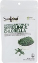 Sunfood Chlorella Spirulina Tablets - Spirulina i Chlorella proszkowe pigułki, Green Algae Suplement bogaty w chlorofil, rozbity Cell Wall, Wegan - 2 Oz Bag