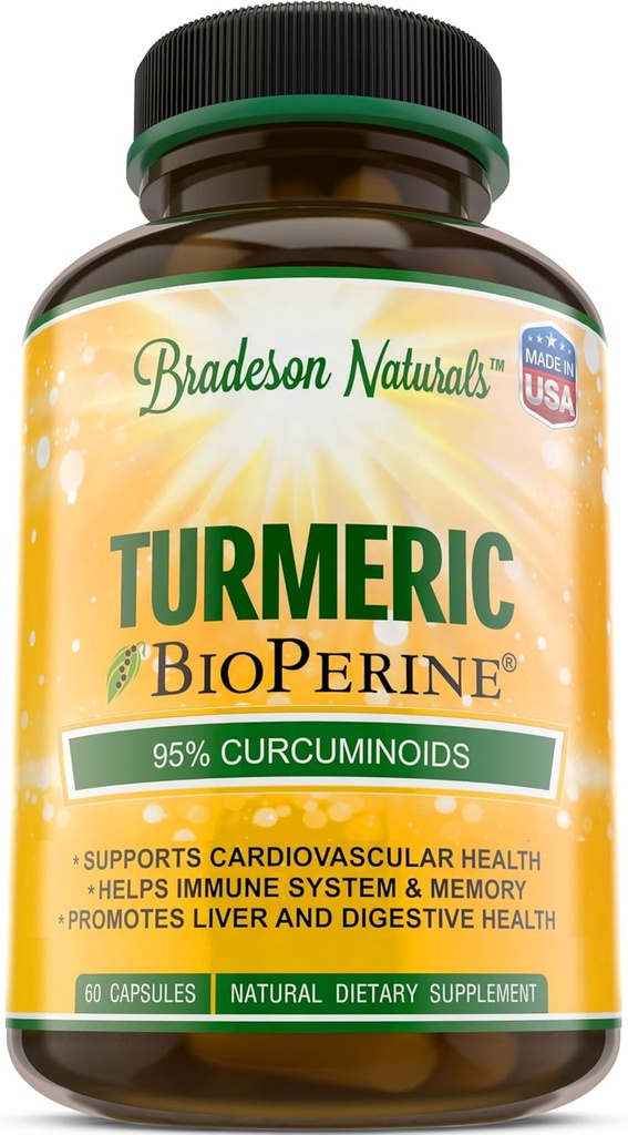 Kurkumina kurkuminowa z BioPerine 1500mg - Naturalne i zdrowe wsparcie zapalne z 95% Znormalizowane kurkuminoidy dla potencji i absorpcji - 60 Kapsułki z czarnym pieprzem