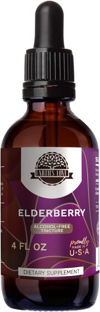 Ziemia 's Love - Elderberry Alcohol- Free Herbal Extract Tincture, Superconcentrated Elderberry (Sambucus Nigra) Suszony Berry (4 Fl Oz)