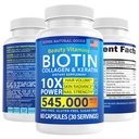 Biotin i Kolagen Witaminy + Keratyna z folianem - Leczenie wypadania włosów dla kobiet i mężczyzn - Follicle, Skóra i paznokcie Suplementy do wzrostu włosów i wsparcia poporodowego - GMO Free & Gluten Free (60 Caps)