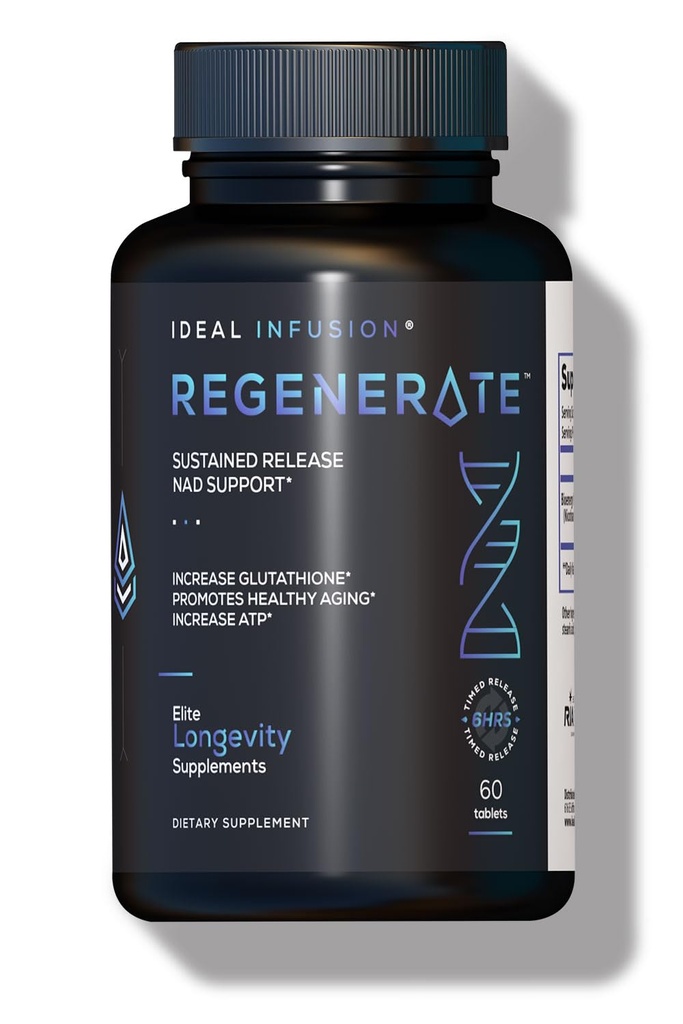 Regenerate Supplement Trwałe wydanie dla NAD & NR Biosyntezy, Boost ATP, NAD +, Glutathione: Kardioviral Health & Muscle Vitality (60 Servings) Vegan
