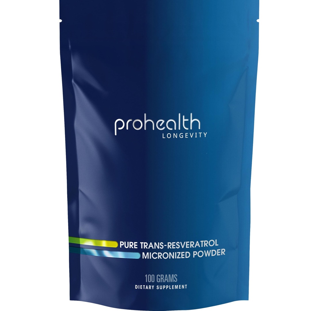 ProHealth Longevity Luzem Trans Resveratrol Proszek 100 Grams - Czysty stopień farmaceutyczny, 1000 mg na Scoop, Superior Absorpcja i Biodostępność