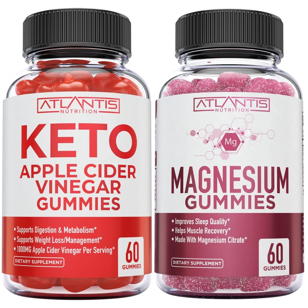 60 Keto Apple Cider Gummies Ocet Advanced Weight Loss + 60 Magnezu Gummies Formuvored z 770 MG Magnezu Citrate.