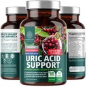 N1N Premium Acid Acid Supplement [14X Pothent Herbs] Wszystkie naturalne nerki i kwasu moczowego Czyszczenie z Tart Cherry, Ostrze mleka, Żurawina, Seler, Chanca Piedra, 60 Kapsle Veg