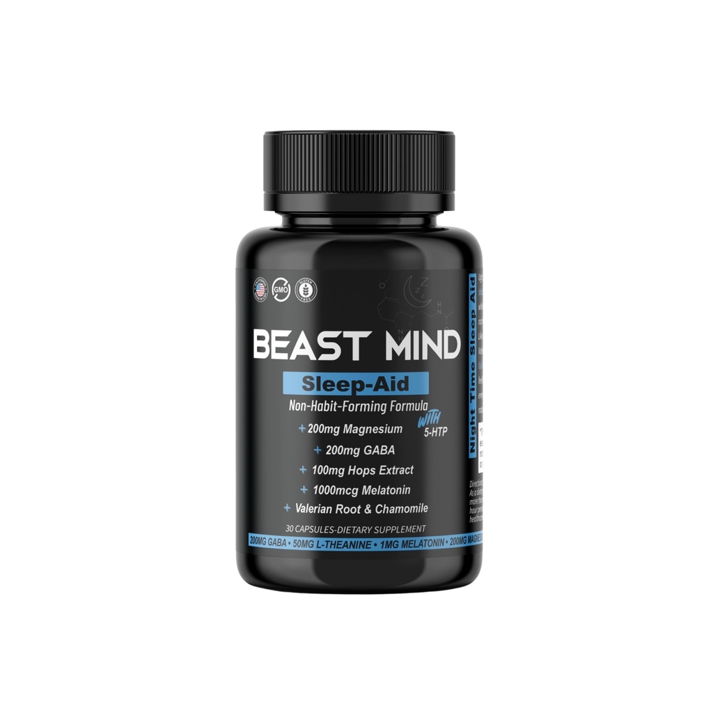 Non- Habit Forming Sleep Aid: Wake Up Refreshed - Potężna formuła z Melatonin, GABA, Valerian Root, Rumianek, Magnez do Resteful & Deep Sleep - 30 Kapsułki