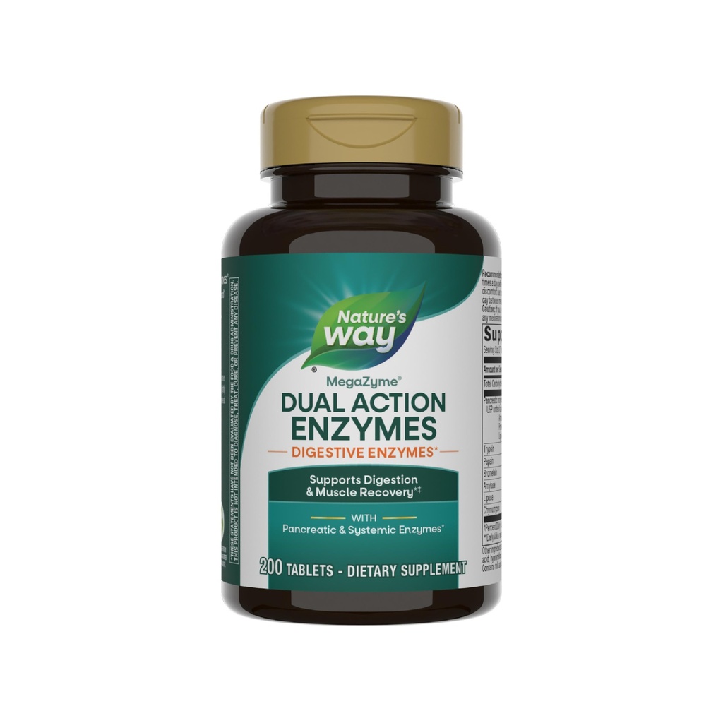 Nature 's Way Mega- Zyme, Pancreatic & Systemic Enzymes *, Relieves Ocasional Muscle Sotheness Ze względu na przerost i ćwiczenia, * Digestive Support *, 200 Tablets (Packaging May Vary)