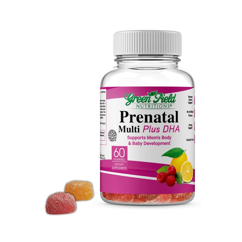 Greenfield Nutritions Halal Prenatal Gummies with DHA and Folic Acid - Essential Prenatal Pregnancy Multivitamin - Contains 17 Vitamins for Mom to Be - Easy to Swallow