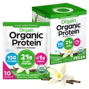 Orgain Organic Vegan Protein Powder, Wanilia Fasola - 21g Białko roślin, 5g Fiber prebiotyczny, Niskie węglowodory, Brak składników laktozy, Nie dodawany cukier, Non-GMO, Dla shakes & Smoothies, 10 Travel Packs