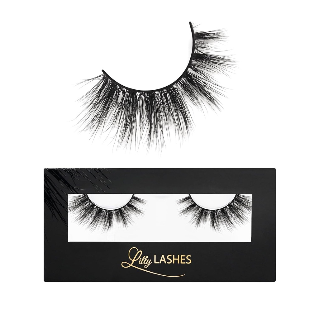 Lilly Lashes Miami Flare 3D Mink Lashes, Mink Eyelashes, The Original Lilly Lash For Wispy & Natural Look, Reusable Eyelashes up to 25x, Fluffy Lashes, Strip Lashes, Lash Glue not Included