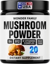 Instant Mushroom Powder 10: 1 - Cordyceps Mushroom Supplement z Reishi, Chaga & Shiitake - Bezpłatny napój nocny z B6, B12, D + Probiotyka Mushroom Cacao Organic Blend (No Sweetener)