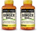 MASON NATURAL Whole Herb Ginger 500 mg, Natural Herbal Supplement, 60 kapsułek (opakowanie po 2)