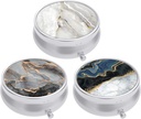 3 Pudełko na pióro, małe opakowanie na torebkę i kieszeń, Cute Travel Medicine Organizator, Przenośny pojemnik na leki do przechowywania witamin, Medycyna, Olej rybny & Suplement, Abstract Art Marble