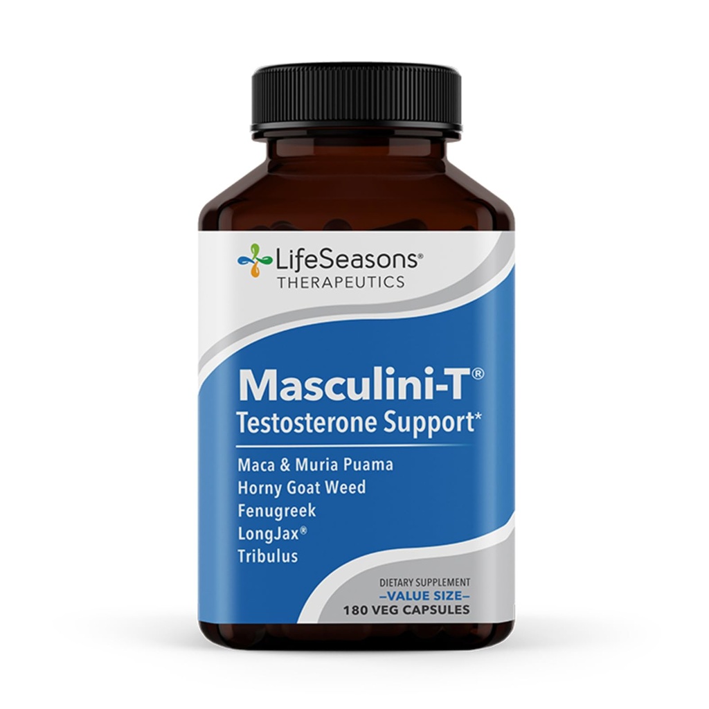 LifeSeasons Masculini- T - Testosteron Supplement - Poprawia mentalne i fizyczne aspekty sprawności seksualnej i atletycznej - wspomaga normalne funkcje erekcji - Popraw Libido - 180 Kapsułek