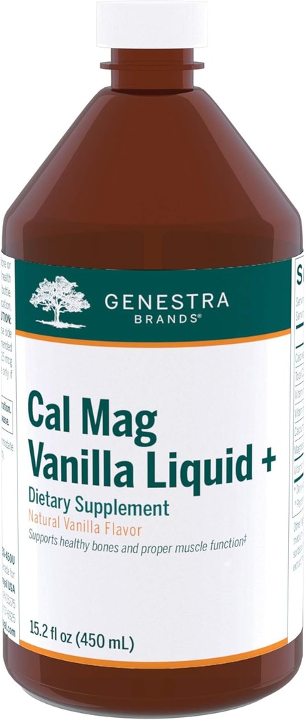 Genestra Brands Cal Mag Vanilla Liquid + Nevis 124; Calcium- Magnezu Supplement Equipment 124; 15.2 fl. oz.