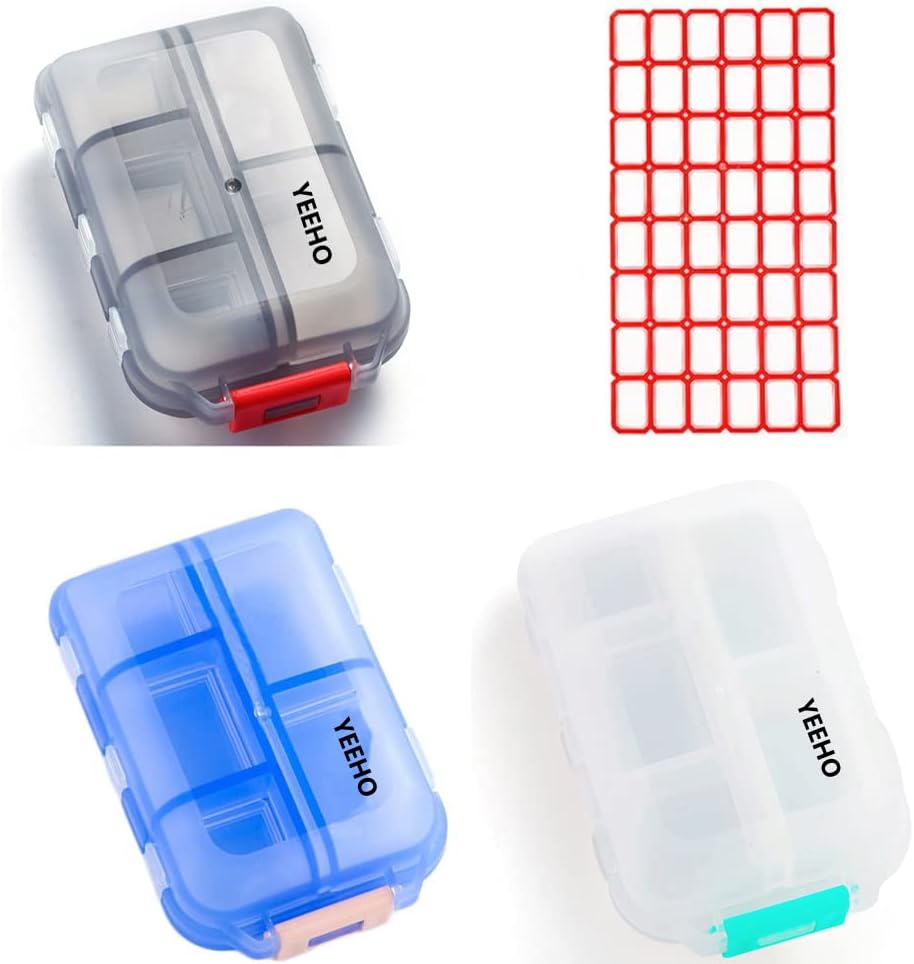 Pigułka (3 opakowania) - Przenośne małe suplementy pojemnik tabletki pudełko z 10 Komory - Lek kapsułki Witamina Fold Flip Organizator Dyspenser przechowywania dla podróży Trip Pocket Torebka