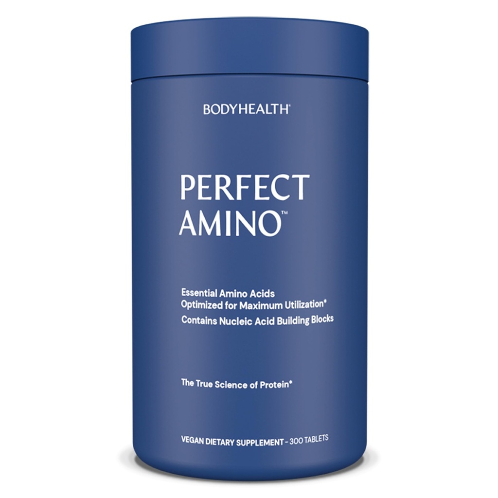 BodyHealth PerfectAmino (300 tabletek) Esential Amino Acid Supplement with BCAA and EAA, Muscle Recovery, Boost Energy & Stamina, 99% wykorzystania, Vegan Branched Chain Protein Pre / Post Workout