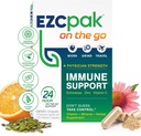 EZC Pak On The Go Immune System Booster z Echinacea, Witamina C, Cynk, Suplement wsparcia immunologicznego, Witaminy odporności dla dorosłych, Przyjazne dla podróżujących opakowania, Wegetarianin, Gluten- Free