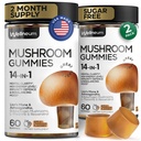 Grzyby Gummies 5000 Mg 120 Pcs (2 Pack) - grzyba Lwa i 9 grzybów Adaptogenetic Mieszanka - Ashwagandha, L- Theanine - Gumownia Gummies for Energy, Immunitety, Focus, Boost mózgu - No Sugar i GMO