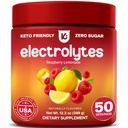 Keppi Electrolytes Proszek - Malina Lemoniada Flavor 50 Służenia - Nie Sugar Hydration Suplement z magnezu, Potas, Sodu - Keto, Wegan, Przyjazny, Zero Calorie Electrolyte Drink