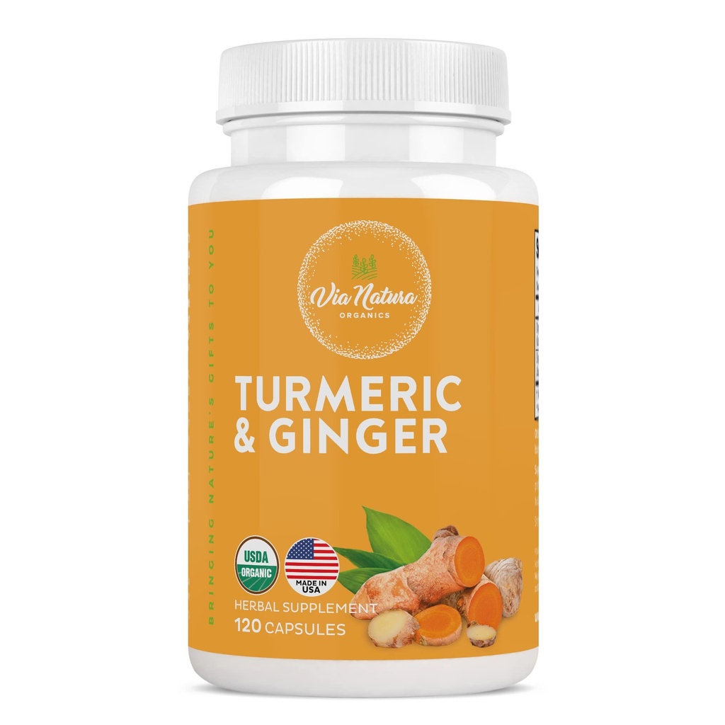 Turmeric & Ginger kapsułki 1000mg roztwór do wstrzykiwań 124; Organic Herbal Supplement