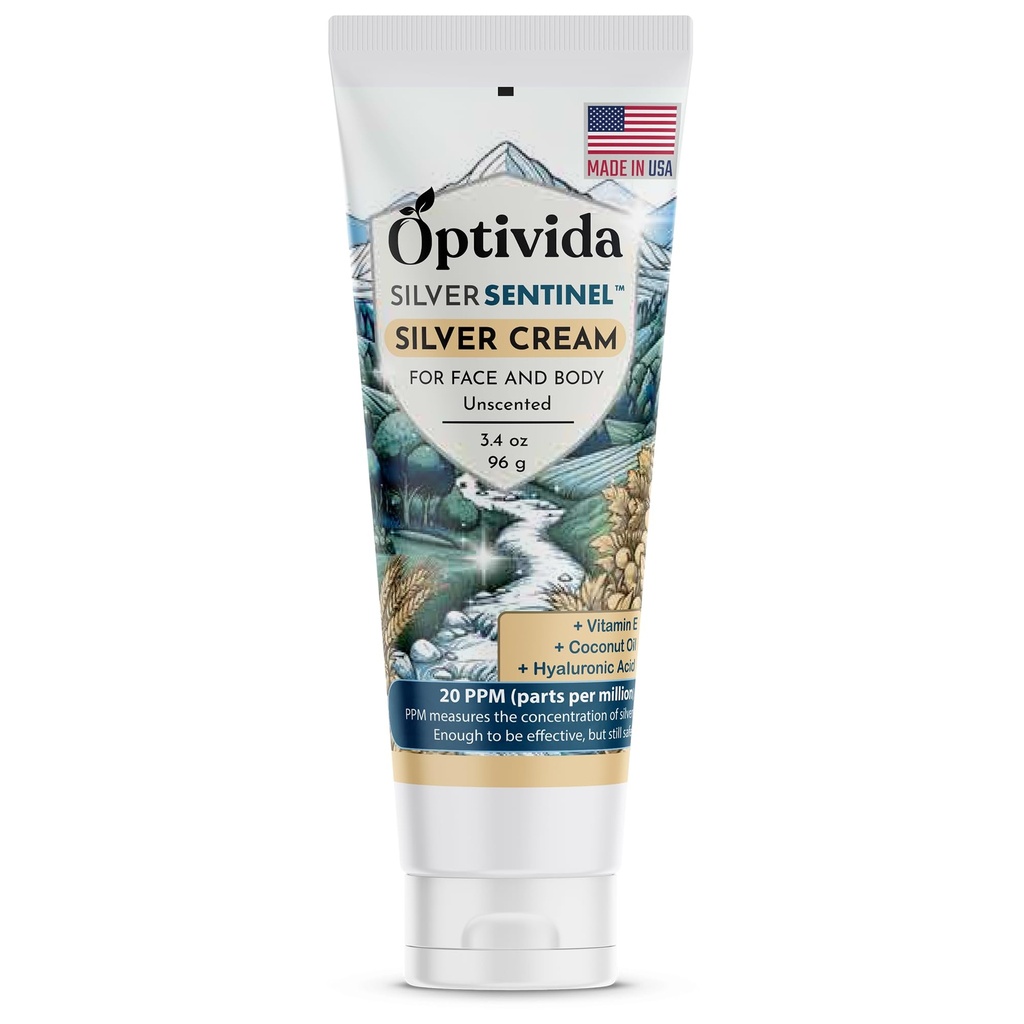 Optivida Nano Silver Skin Healing Cream - Skin Healing Ointment. Hydrating & Healing Topical Solution for Burns, Wounds, Scar, and Acne, Moisturizer Healing Cream