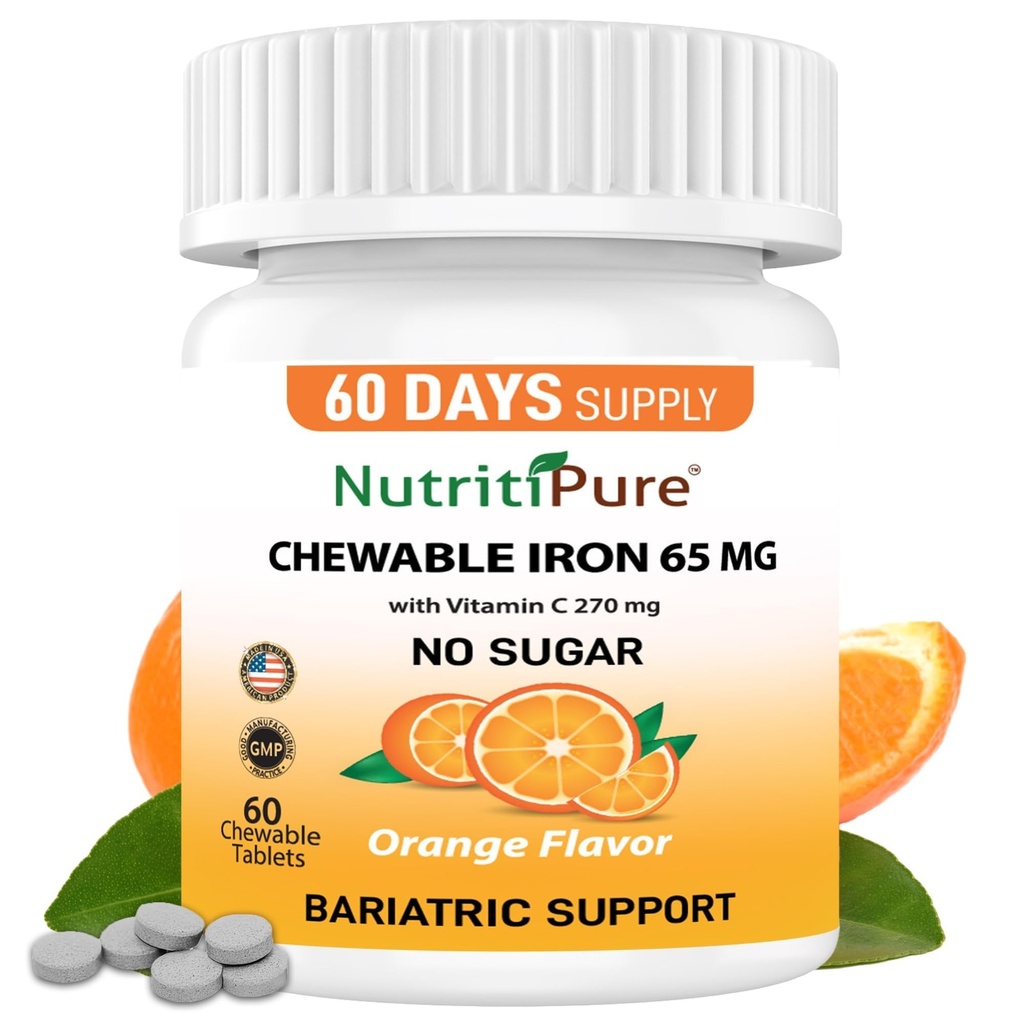 Żelazo do żucia 65 mg z witaminą C 270 mg (dla kobiet / mężczyzn)