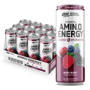 Optimum Nutrition Amino Energy Sflaging Hydration Drink, Electrolytes, Kofeina, Amino Acids, BCAA, Sugar Free, Berry Burst, 12 Fl Oz, 12 Pack