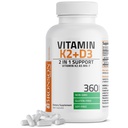 Witamina Bronson K2 (MK7) z suplementem D3 Non-GMO Formuła 5000 j.m. Witamina D3 & 90 µg K2 MK- 7 Łatwy do połknięcia D & K Kompleks, 360 Kapsułki