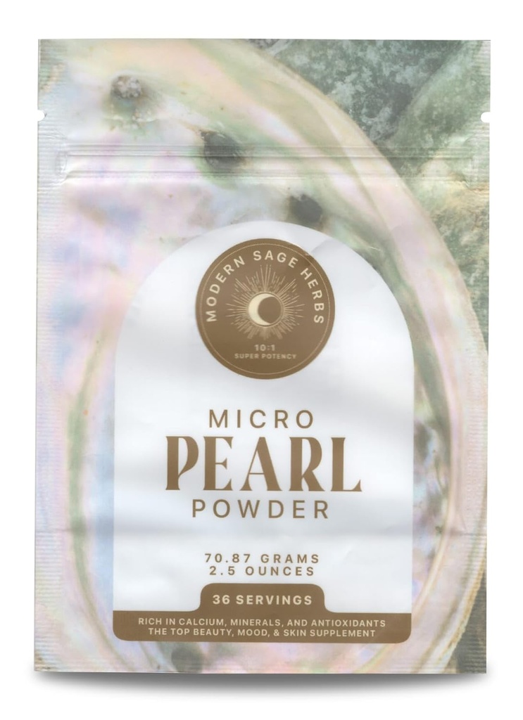 2.5oz Pure Pearl Powder 10: 1 Super skoncentrowany ekstrakt. 36 Służenie. Suplement do Collagen, Anti- Aging i produkcji przeciwutleniaczy. Wspiera Skórę, Oczy, Nails, Promieniste Piękno przez Modern Sage Herbs.