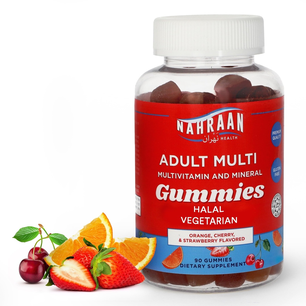 Halal Vitamin dla dorosłych - Halal Multivitamin dla kobiet i mężczyzn - Witamina A, C, D, E, B6, B12 - Wegetarianin, Halal Gummies - 90 Hrabia