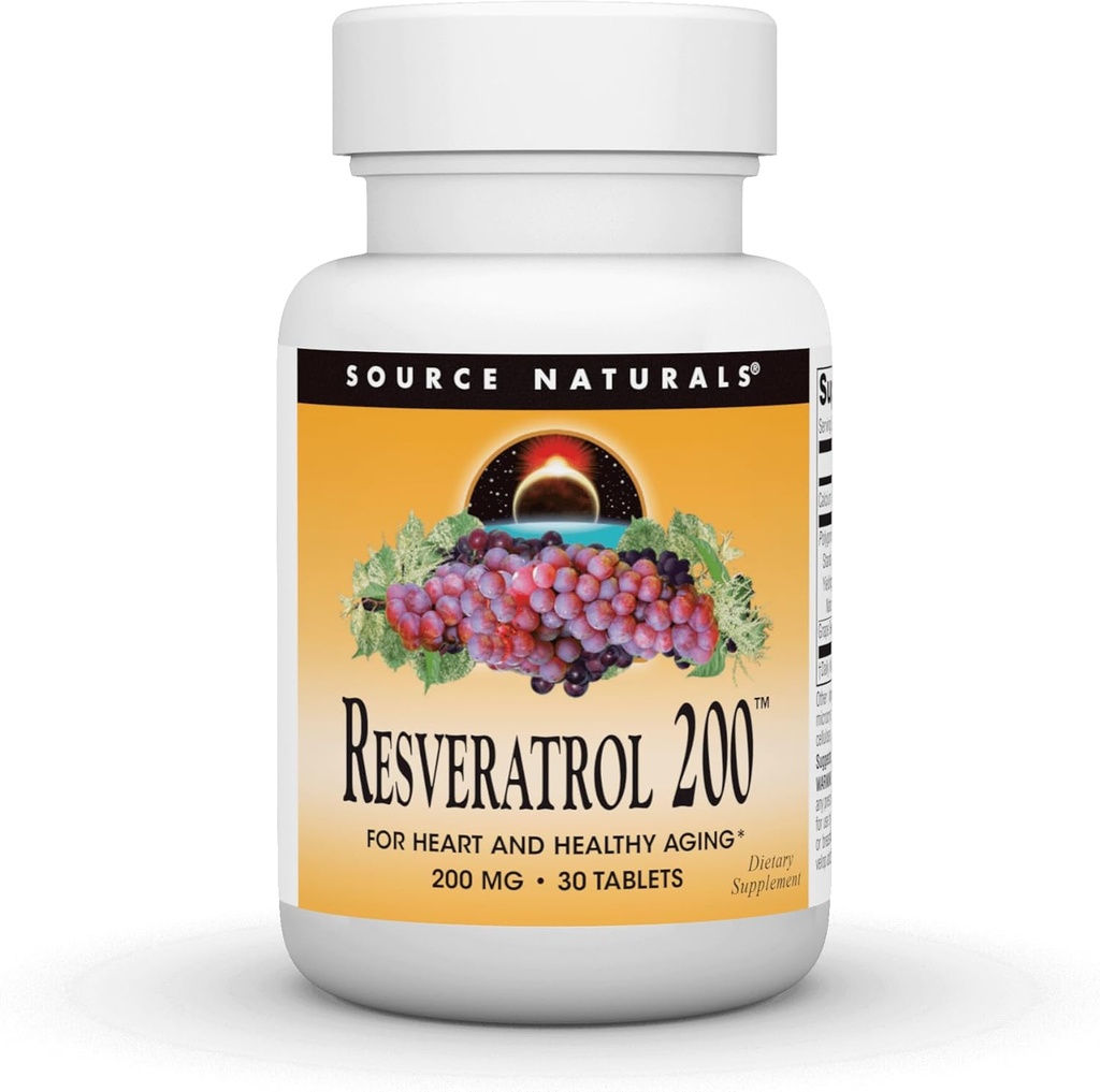 Źródło Naturals Resveratrol, dla Heart and Healthy Aging * 200 mg - 30 tabletek