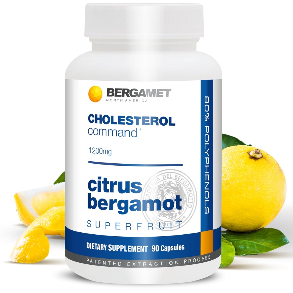 Cholesterol Command, Citrus Bergamot SuperFruit Supplement, 47% Bergamot Polyfenol Fraction (BPF) Formuła patentowa, Made in The USA, 1 Miesiąc, 90 Kapsułki