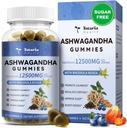 Totaria Sugar Free Ashwagandha Napełnione Gummies 2500mg w / Witamina D3, Glicynian magnezu, Rhodiola, Ultra Siła Ashwa Korzeń Suplementy dla Kobiet & Wen, do relaksacji, Energia, Blueberry Flavor