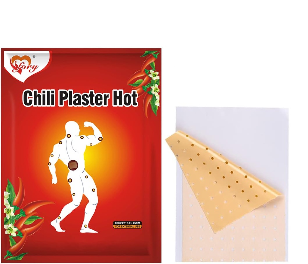 50 PCS Capsaicin Patches & Pain Patches, Hot Capsicum Patch for Back, Knee, Neck, Shoulder, Muscle (M (3.94" * 5.91") 50 Count)