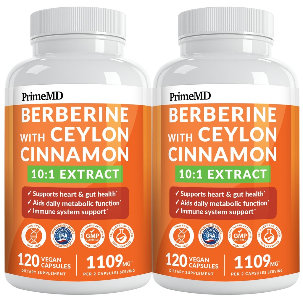 21- in-1 Suplement berberyjski z Ceylon Cynamon z Chrom, Gorzkie Melon i Green Tea Extract i Black Pepper Extract 5X dla energii i metabolizmu Wsparcie 5279 mg (120 ct, Opakowanie po 2)