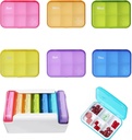 7 Piece Set Pill Organizator 6 razy dziennie, Cotygodniowy Codzienne Travel Medicine Organizator Portable 7 Dzień 42 Komory Pill Box z Moisture- Proof Pill Case Travel Pill Kontener na witaminy, Suplementy