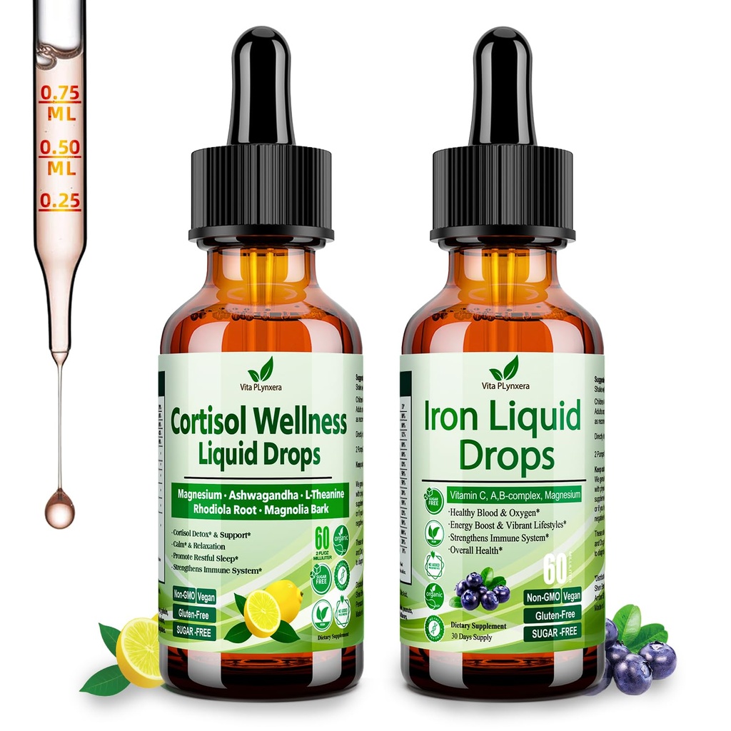 Cortisol Detox + suplement żelaza dla kobiet, mężczyzn, wegan, nie GMO