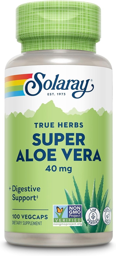 SOLARAY Super Aloe Vera Gel 8000mg | Naturally Occurring Amino Acids, Vitamins, Minerals, Enzymes & Antioxidants for Healthy Digestion Support | 100 CT