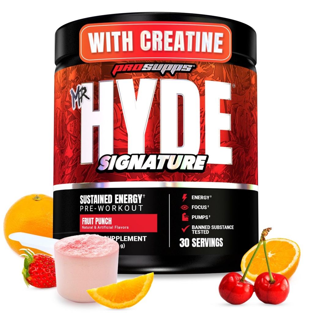 PROSUPPS Hyde Signature PreWorkout Powder with Creatine, Beta Alanine & Cafeline - Performance, Energy & Endurance - Clean Fitness & Gym Supplements for Men & Women (Fruit Punch, 30 Servings)