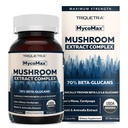 MycoMax Mushroom Complex - 70% Beta Glucans, Max Potency Mushroom Supplement, US Grown + Ultrasonic Extraction - Lions Mane, Cordyceps, Reishi & More - Odporność, Energia - 60 kapsułek