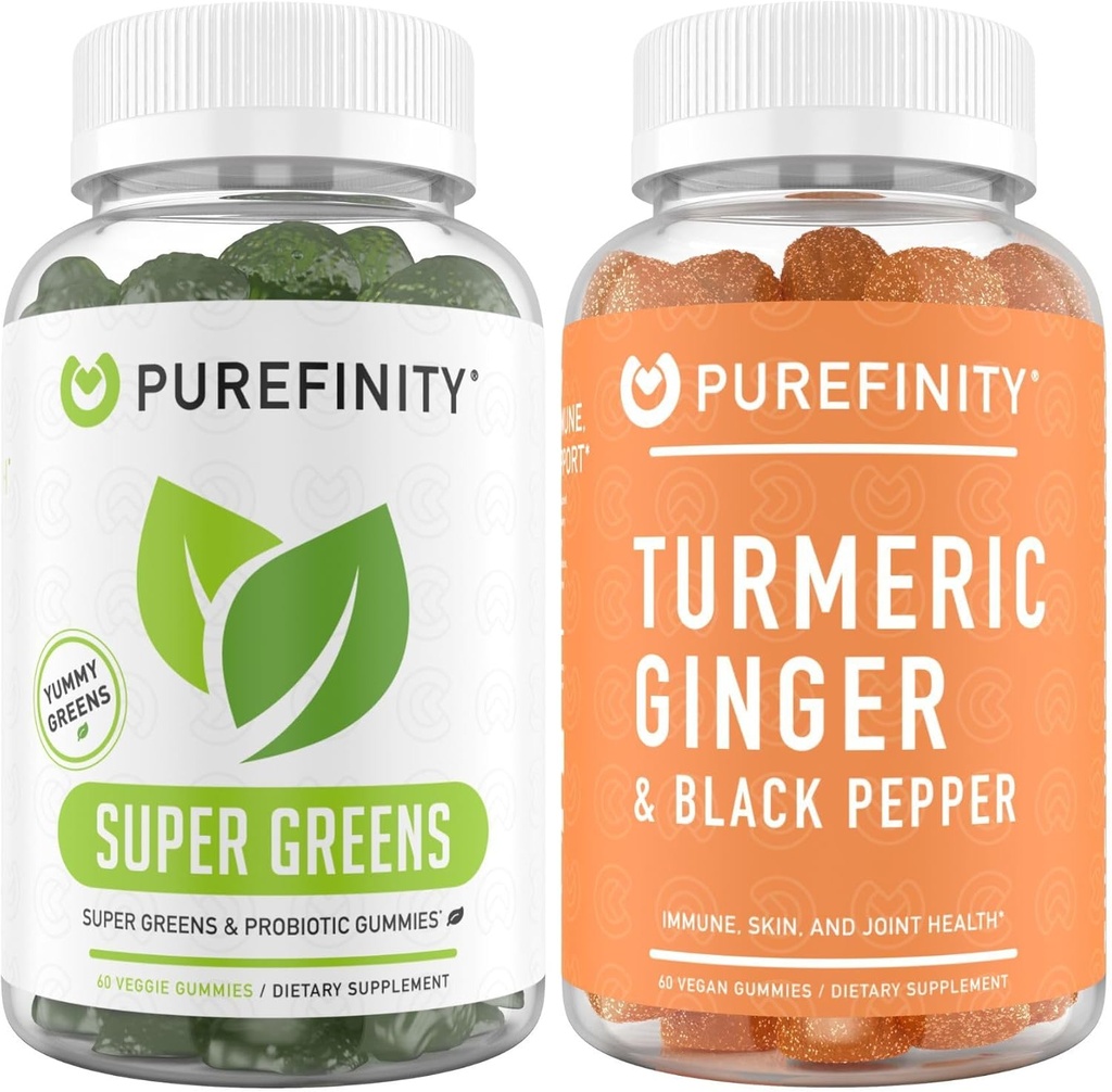 PUREFINITY Turmeric Gummies Ginger + Super Zielonych Gummies Bundle