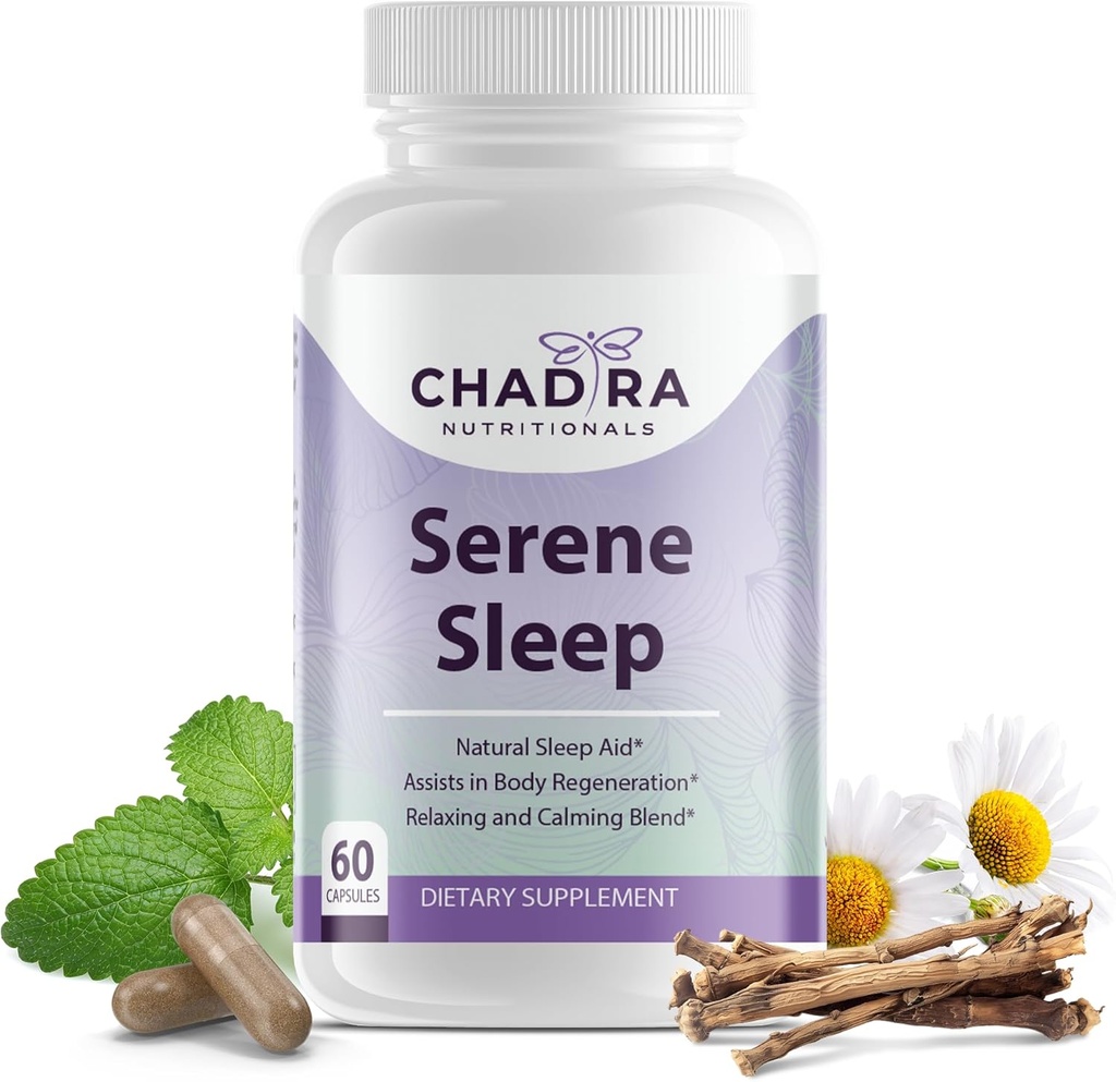 Serene Sleep Formuła 124; Rest- Boosting Magnezu Cytrate W / Melatonina, Passion Flower, Wapń, i L- Theanine Bis124; Natural Deep Sleep Vitamin dla dorosłych - 60 Czapki, 30 Day Supply