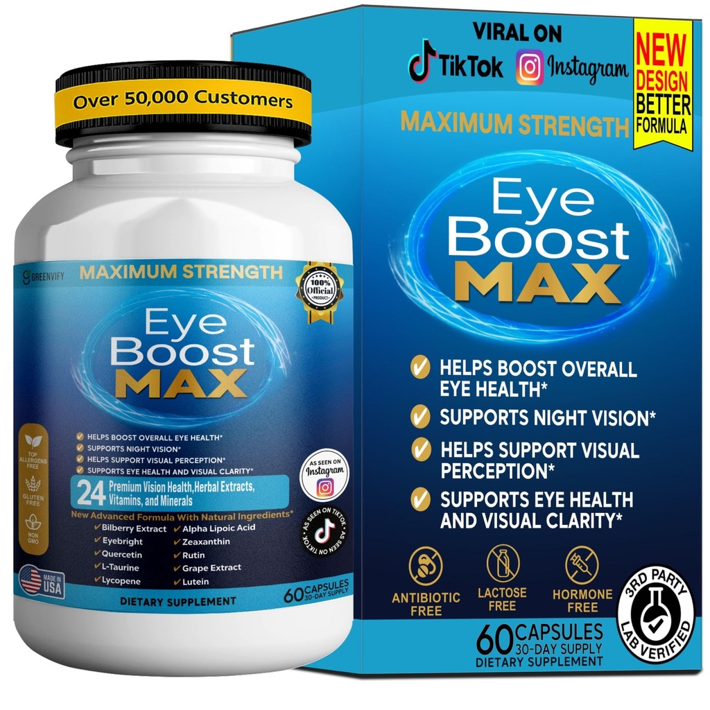 Eye Boost MAX Vision Support, 24 Vitamins and Minerals, 60 Capsules (3)