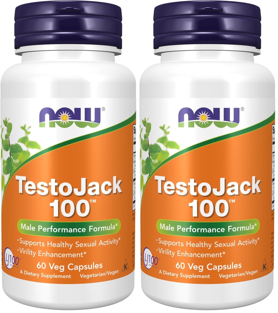 TERAZ Suplementy, TestoJack ™ 100 z LJ100 ®, Potent znormalizowany ekstrakt Tongkat Ali (Eurycoma longifolia), Tribulus i ZMA ®, 60 Kapsułki Veg (Opakowanie 2)
