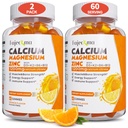 Cynk wapniowy Gummie dla dorosłych: 1200mg Cytrynian wapnia z witaminą D3 K3 - Naturalny Cukier Organiczny Bezwodny Suplement Wysokiej Absorpcji dla Kobiet Mężczyźni Dzieci (120Count)