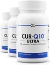 Stop Aging Now - CUR- Q10 Ultra Complex - Curcumin2K & MAX- Q10 - Brain & Heart Health, Antioksydants, Mood Support and Joint Health Support - Turmeric & Black Pepper, CoQ10 - 60 Vcaps (3 Pack)